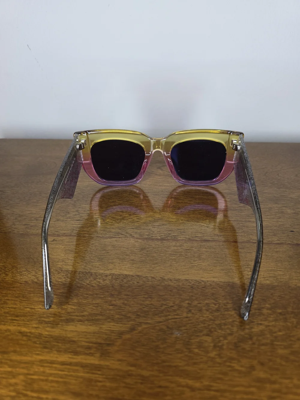 Yellow to Pink Ombre Square Sunglasses - Women